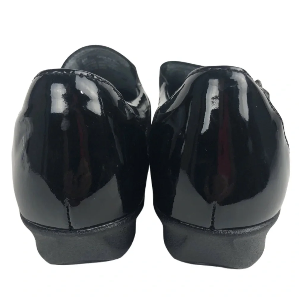 Drew Womens Padua 10.5W Black Calf/Patent Zip Diabetic Comfort